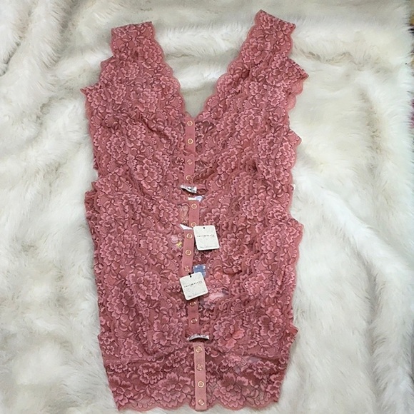 NWT Intimately Free People FP Bralette rose pink lace small lace - crop top XS - Picture 8 of 17